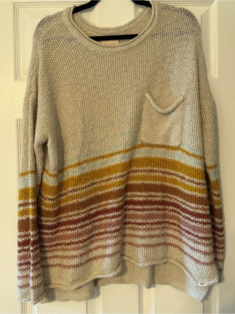 Rip Curl Women’s Size L Striped Open Knit Sweater Boho